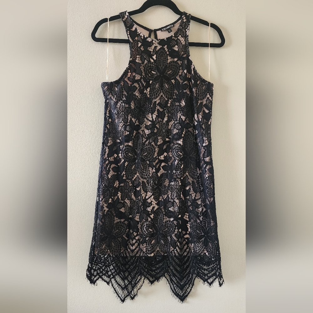 Express Black overlay midi dress